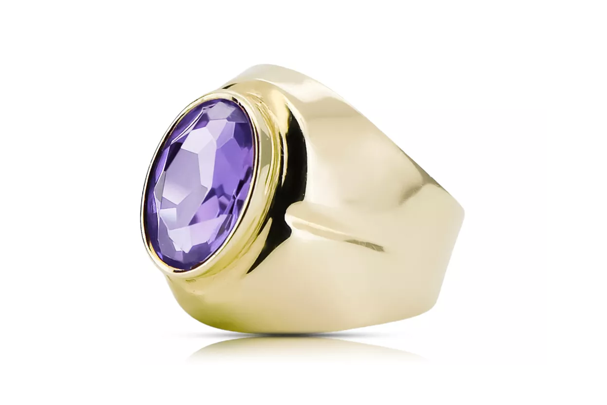 Alexandrit 14 Karat Gelbgold Ring Vintage Stil vrc296y